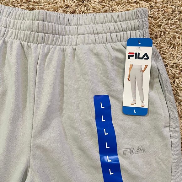 NEW Fila Women’s French Terry Joggers Pants Light Grey, Size Large (New) - Picture 6 of 9